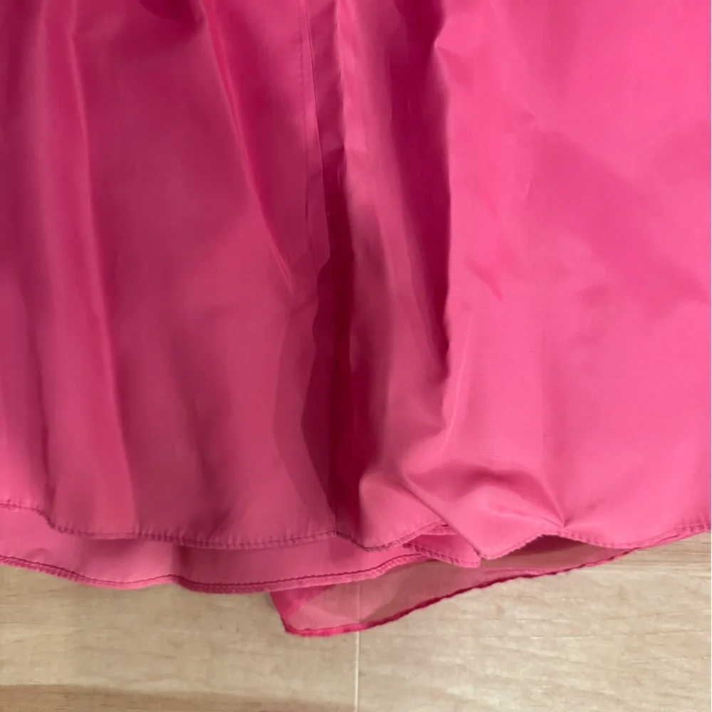 Vintage 80s Hot Pink Prom Formal Dress with Lace and Puff Sleeves Size 2 - Picture 9 of 10